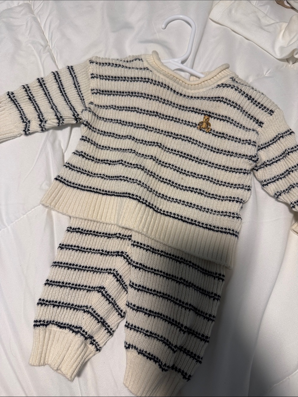 GAP Cream and Navy Striped Knit Matching Set